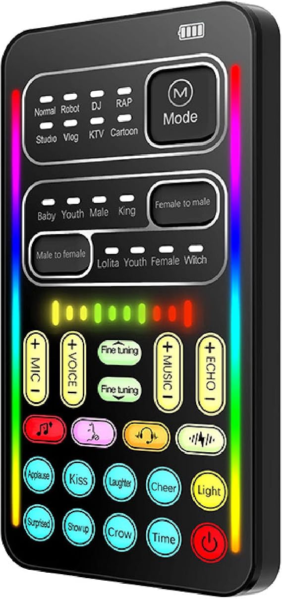 Handheld Voice Changer, Voice Changer for for Gaming Voice Disguiser, 8 Sound Effects, Live Broadcast Sound Card for Phone Computer Laptops PC