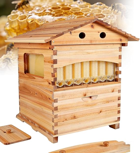 Flow Hive Starter Kit For Sale, Self Flowing Wooden Beehive With Clear Observation Panel And Honey Discharge Spout, Full Beekeeping Supplies With