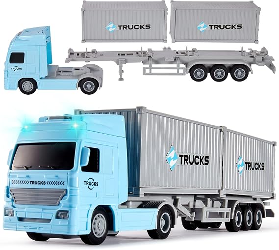 HERSITY Container Transporter Truck Toy Lorry with Lights and Sounds 33CM