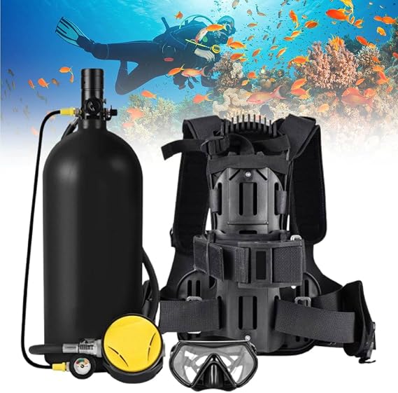 Diving Lung Tank with Backpack System, 3L4L Mini Scuba Tank Kit with Diving Mask, Portable Underwater Breathing Tank for Snorkeling Photography Black3L-A