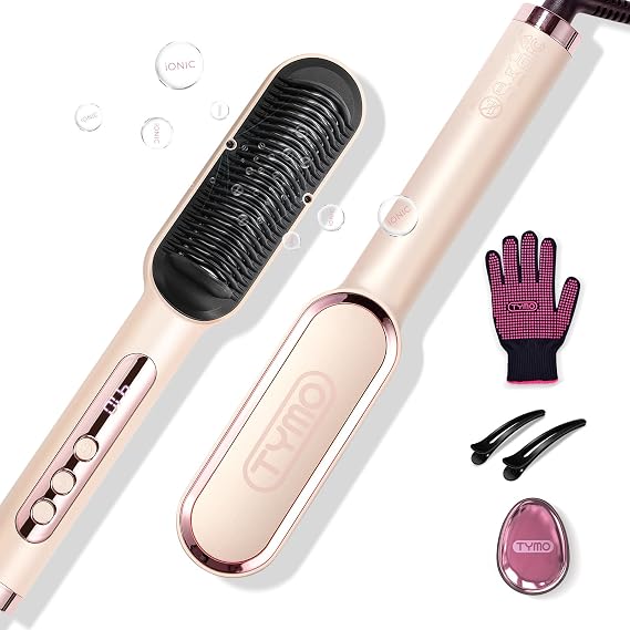 TYMO Ring Plus Hair Straightener Brush - Ionic Anti-Scald Straightener