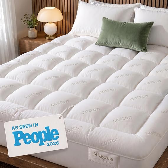 Niagara Sleep Solution 100% Cotton Top King Mattress Topper, Pillow Top