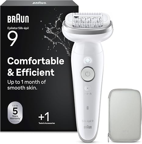 Braun Silk·épil 9 epilator with movable head to improve hair removal wet and dry hair removal smooth leather for long 9-000 silver