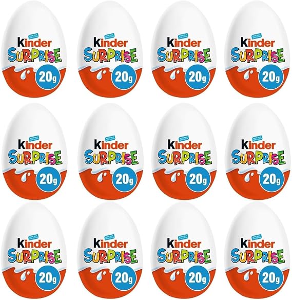 Kinder Surprise Egg 20g | Premium Chocolate Gift for Christmas & Easter (Pack of 12)