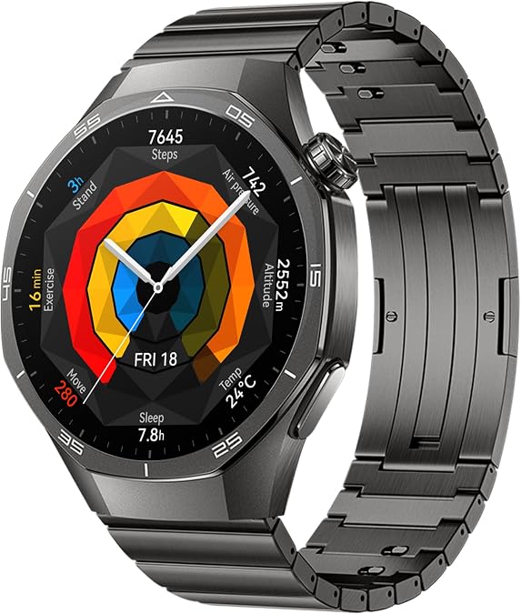 Titanium Watch Strap Compatible with Huawei Watch GT5 Pro 46 mm/GT5/GT4/GT3/GT3 Pro/GT2 46 mm/GT2 Pro/GT 2e Bracelet, No Gaps Luxurious Titanium Alloy, Metal Replacement Bands for Men