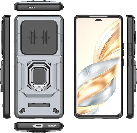 Protective Back Case Cover Compatible With Honor X60 Pro 5G(Domestic Version) Phone Case Slim Case Kickstand Phone Case PC & TPU Phone Case Cover Push Window Phone Case(Gray)