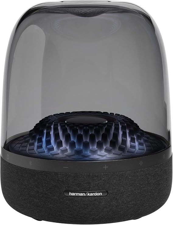 Harman Kardon Aura Portable Bluetooth Speaker with 360-Degree Audio and Ambient Light, Black