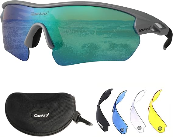 Polarized Sports Sunglasses, Replaceable Lenses 5pcs, Unisex Driving Sunshade Car Curtain, TR 90 Non-removable Frame