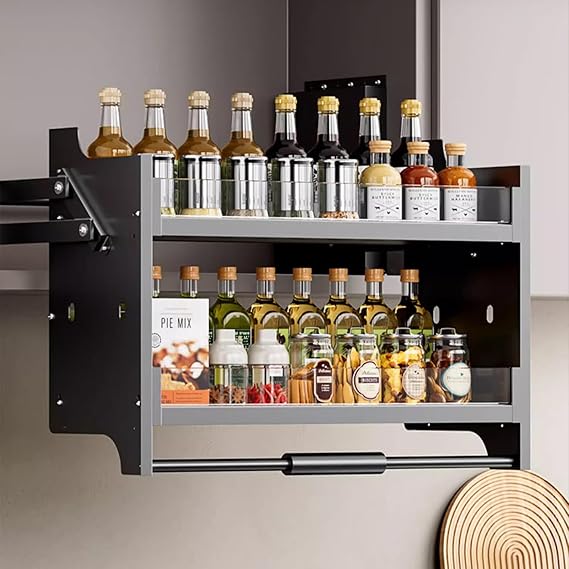 Kitchen Cabinet Pull Down Shelf - Upper Shelving System for Bar Cafe Storage - Cabinet Pull Down Shelf for Efficient Kitchen Organization