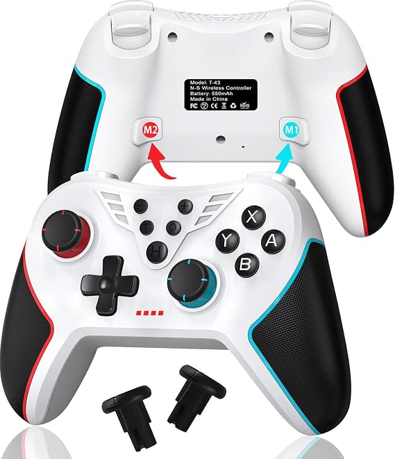 Switch, Onlyzoo Switch Controller, Genuine 2024 Switch Controller, Back Button, Macro Function, Game Pat, Bluetooth 5.0 Connection, 3 Levels of Turbo, 6-Axis Gyro Sensor, 4 Stage HD Vibration, Hole
