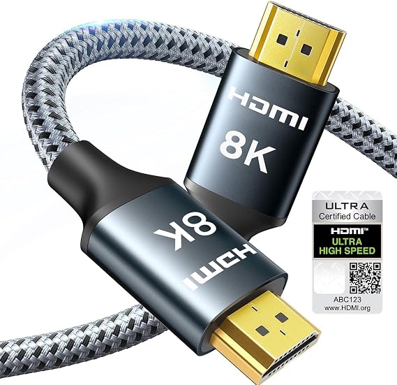 ARISKEEN HDMI 2.1 Cable 8K 1M, 48Gbps High Speed Nylon Braided HDMI Cable, Supports 8K@60HZ, 4K@120Hz, Compatible with PS4/5 TV One Switch Monitor Blu-ray Soundbar