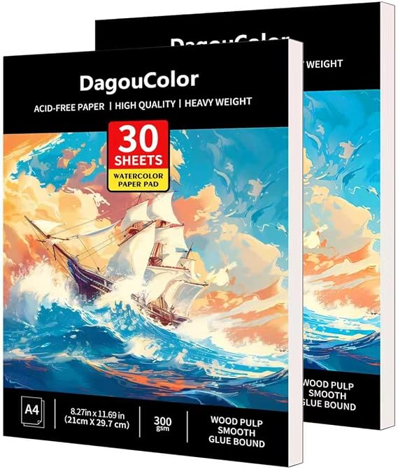 DagouColor Watercolor Paper Pad, 30 Sheets - Boat Yellow, A4, 1 Pack