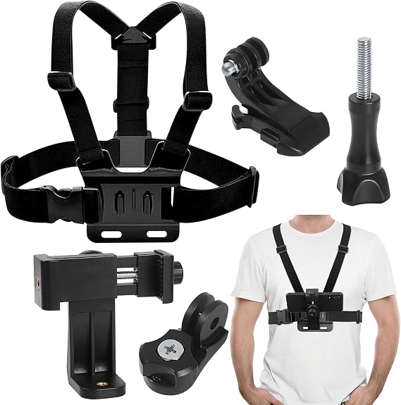 Mobile Phone Chest Strap Holder Camera Mobile Phone Holder Body Multifunctional Mobile Phone Strap Holder Clips Adjustable Fixation Holder for GoPro Hero 2018/7/6/5/4/3 Session Camera