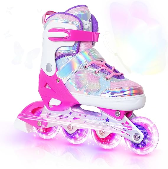 Kids Adjustable Inline Skates for Girls and Boys Blades Roller Light up Wheels