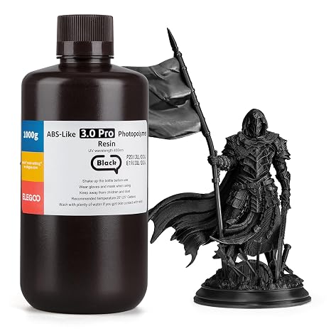 ELEGOO ABS-Like 3D Resin 3.0 Pro Black 1000g, Higher Scratch-Resistance