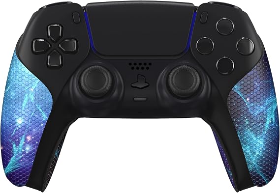 eXtremeRate PlayVital Anti-Skid Sweat-Absorbent Controller Grip for PS5, Professional Textured Soft Rubber Pads Handle Grips - Blue Nebula
