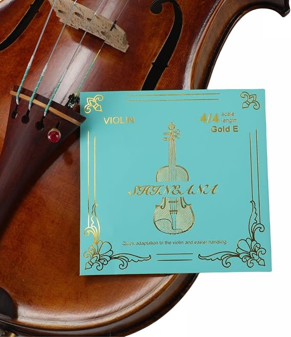 Violin Strings Complete Set Violin String Replacement Long Lasting and Rich Sound Handmade with High Quality Materials for All Levels (4/4 Gold E)