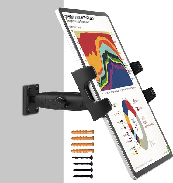 Tablet iPad Wall Mount Stand with 360° Long Arm Adjustment, Suitable for 4 to 13.5 inch Tablets and Cell Phones, iPad Pro 12.9, Galaxy Tab, Surface Switch, iPhone, Home, Classroom