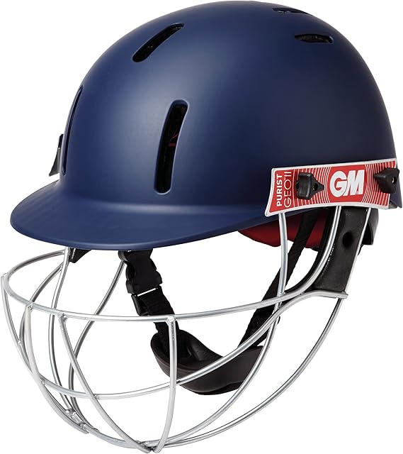 GM | Cricket Helmet | Purist GEO II | BSI Approved Batting Fielding Head Protection - Adult & Junior Size Ball | Ultra-Strong Geodesic Grille | Navy | Large 580-620 mm | Gunn & Moore