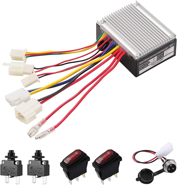 KAMIER 24V コントローラーキット Razor E300 E300S E325 E200 E200S RX200 子供用電動スクーターコントロールモジュール 充電器ポート付き 回路リセット オンオフスイッチ E-スクーターパーツ