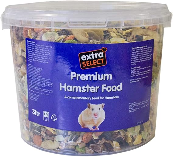 Extra Select Premium Dry Complete Hamster Food 3 Litre - Balanced Daily Diet for Hamsters with Mixed Ingredients for Health and Vitality