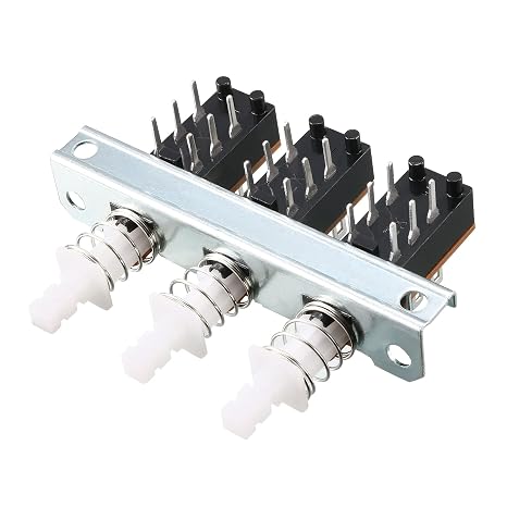 uxcell Interlock Push Button Switch Piano Type DPDT 6 Pin 3 Row