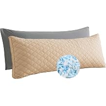 WhatsBedding Memory Foam Body Pillow for Adults, Long Pillow for Sleeping, Full Body Pillow for Bed - Dark Beige Quilted