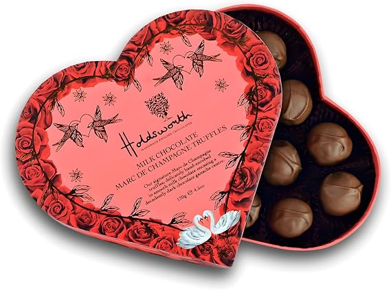 Holdsworth Chocolates Gift Box Marc de Champagne Milk Chocolate Truffles 130g Signature Champagne Truffles Luxury Chocolates. Fathers Day, Birthday, Valentine's Gifts for Him/Her