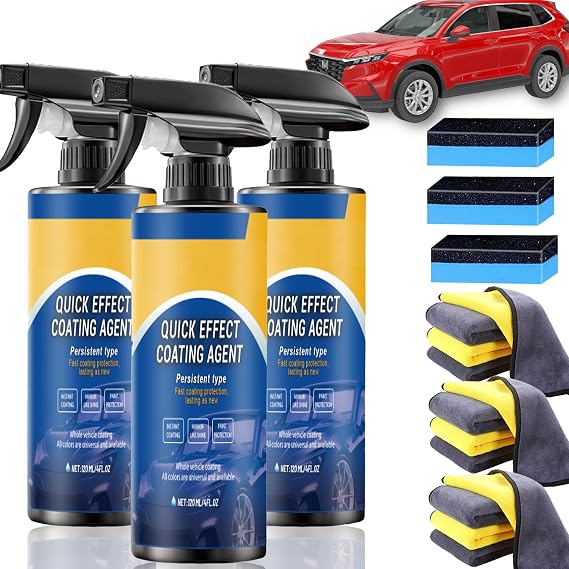 Quick Effect Coating Agent for Cars, Car Polish Ceramic Coating Car Spray Wax, 3-in-1 Hydrophobic Protection, Scratch Repair & Waterless Wash 120ml (3 PCS)