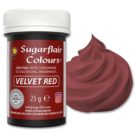 Sugarflair Spectral Velvet Red Food Colouring Paste Highly Concentrated Food Colouring for Buttercream Sugar Paste Royal Icing Cake Decorations and More! Vibrant Colour Food Dye - 25g