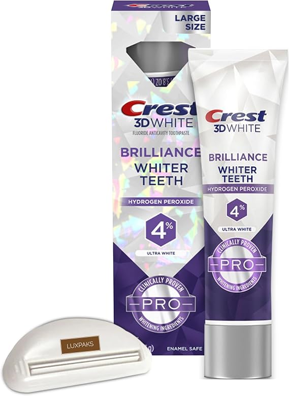 Dental Care Set: Crst 3DWhite Brilliance Pro Ultra White + LUXPAKS Squeezer