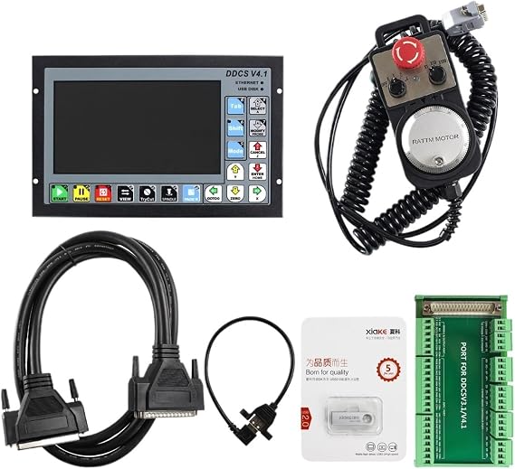 Standalone Motion Controller 3 Axis 4 Axis CNC Offline Motion Controller DDCS V4.1 + Pendant Handwheel with E-Stop For Lathe Router Machine(3 Axis kit)