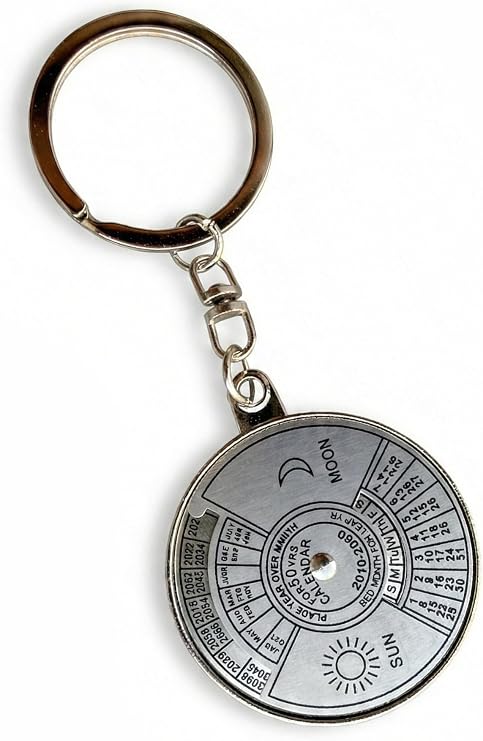 Mekanik Sonsuz Takvim Anahtarlık Analog Çevirme Mekanizmalı Unisex Hediyelik 50 Yıllık 2010 2060