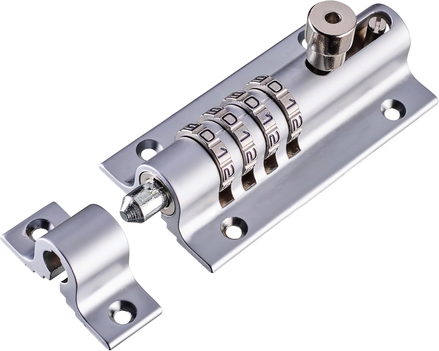 Squire Combi Bolt Door Lock COMBI4 - 4 Wheel Combination Locking Bolt - Weatherproof Die Cast Body - Tamper Proof Slide Bolt - High Security Gate Lock for Home & Garages Chrome, 120 mm
