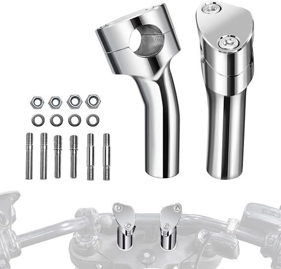 Motorcycle Pullback Handlebar Riser for Harley, Hutexico One-Piece 4 inch Handlebar Risers Universal for 1 inch Handlebar Dyna Sportster 883 Softail Shadow 750 Vulcan 900 (Chrome)