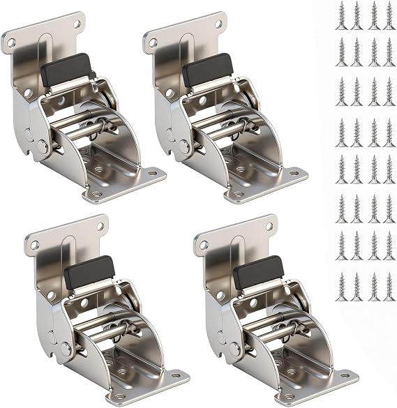 4 Pack Silver Heavy Duty Self-Locking Folding Hinges with Screws