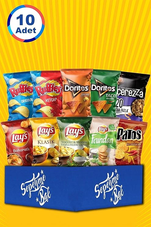 Doritos 10'lu Karma Cips Paketi, Lay's, Ruffles, Patos, Çerezza Karışık