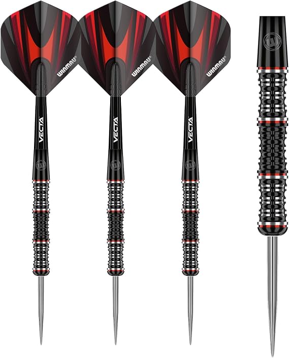 WINMAU Mervyn King Special Edition Professional Steeltip Tungsten Darts Set with Flights and Stems (Shafts)