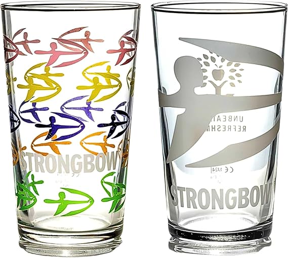 Strongbow Cider Pint Glass X2 Glasses 2 Different Designs | 56cl Glasses | Mancave Lager Beers Roxley
