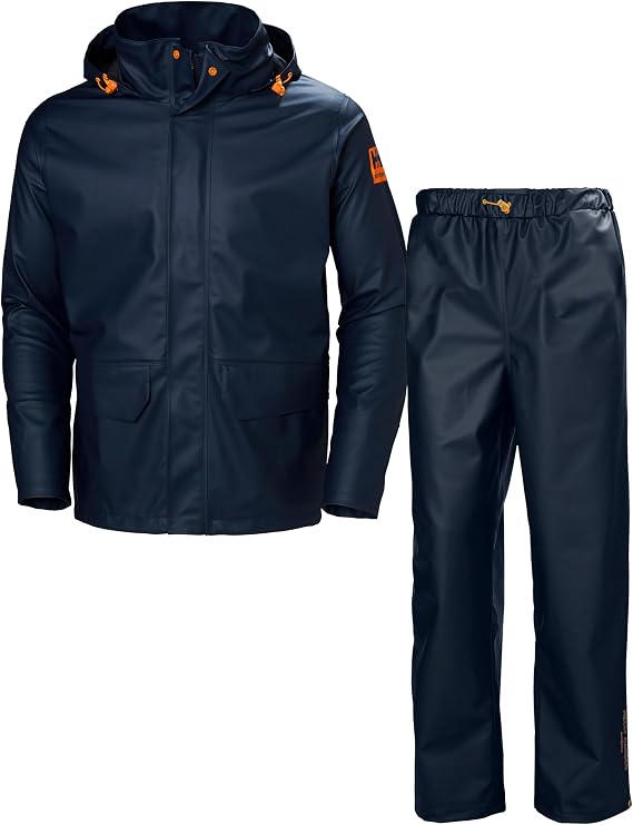 Helly Hansen Workwear Men's Gale Rain Set Waterproof Jacket & Trousers 2-Piece, Navy, XL