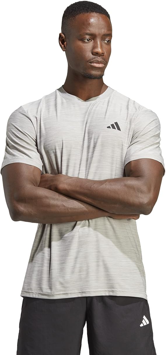 adidas Men's Train Essentials Stretch Training Tee, MGH Solid Grey/White/Black, XXL
