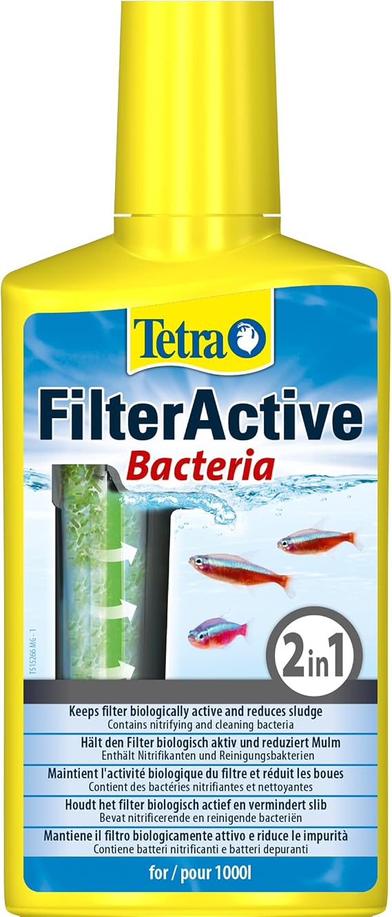 Tetra FilterActive filter starter with highly active Live Bacteria, supports biological activity in the aquarium, accelerates removal of harmful substances, optimises cleaning performance of the filter, various sizes