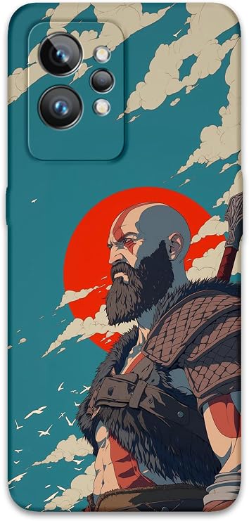 Gramaphone Realme GT 2 Pro ile Uyumlu Kratos Desenli Telefon Kılıfı + Ekran Koruyucu - 5824