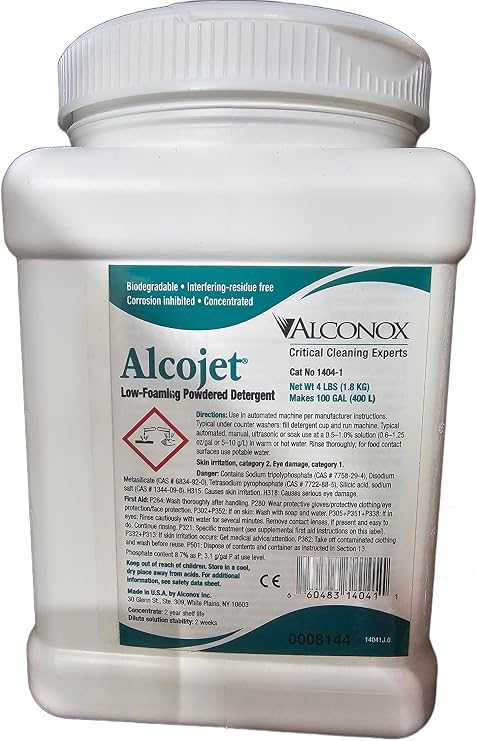 Alconox 1404 Alcojet Nonionic Low-Foaming Powdered Detergent, 4lbs Box