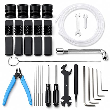 3D Printer Tool Kit for Elegoo Centauri Carbon, 3D Printer Accessory Includes Silicone Sock, Nozzle Brush, Anti-Vibration Feet Pads, Nozzle Wrench, PTFE Tube, Clog Poke, Allen Wrench, Maintenance Tool