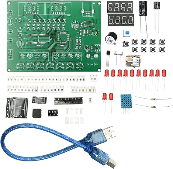 1 Set Smart Temperature Humidity Control System DIY Kit with PCB Board Components, Real-Time Digital Display, 5V USB Power Supply for Educational Training