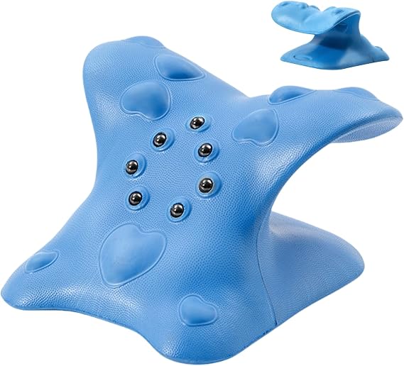 Neck and Shoulder Relaxer - Neck Hump Corrector with Upper Back Massage Point | Ergonomic Traction and Reverse Arch Support, Portable Device for Cervical Spine Alignment &