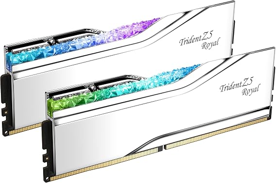 G.SKILL Trident Z5 Royal Series DDR5 RAM (Intel XMP 3.0) 48GB (2x24GB) 8000MT/s CL40-48-48-128 1.35V Desktop Computer Memory U-DIMM - Silver (F5-8000J4048F24GX2-TR5S)
