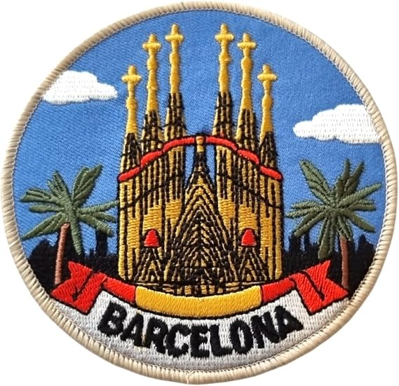 Barcelona Spain Patch Embroidered Iron-on/Sew-on Badge (3.5 Inch) Travel Europe Souvenir Emblem for Backpacks, Jackets, DIY Gift Patches