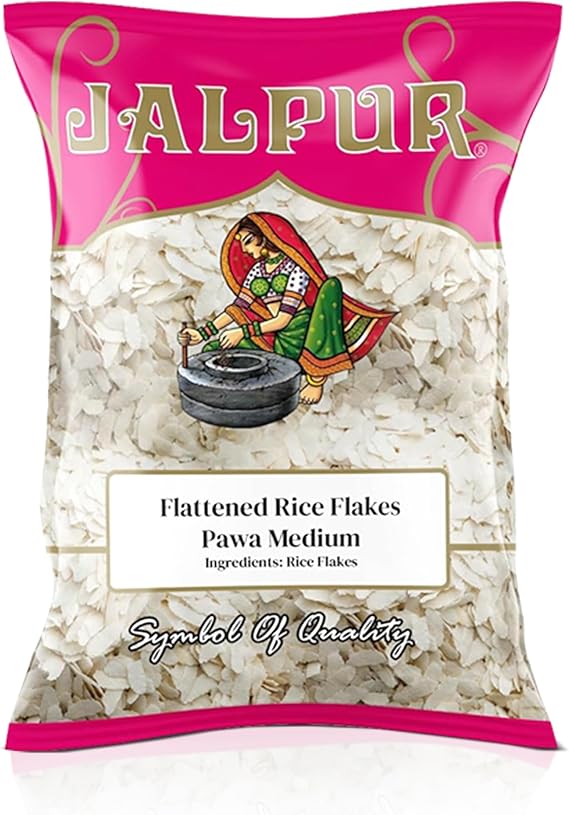 JALPUR Millers Flattened Rice Flakes 200g - Pawa Poha - Premium Quality Thin Rice Flakes for Indian Cooking, Breakfast, Snacks and Chivda - Light & Quick-Cooking - Low Fat - Ideal Pantry Essential